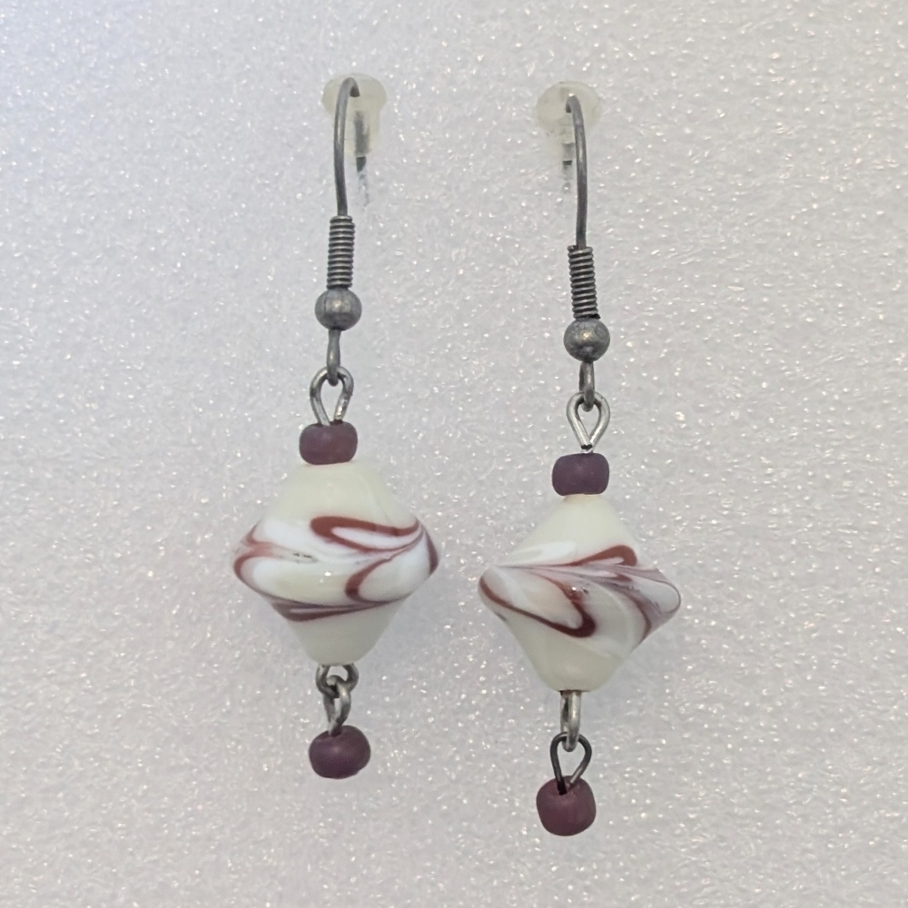 Murano Art Glass New 2" Dangle Drop Hook Earrings - Picture 2 of 2